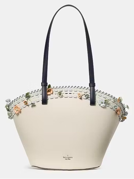 Kate Spade New York Dahlia Large Floral Tote Bag, Meringue White Multi New Nwt